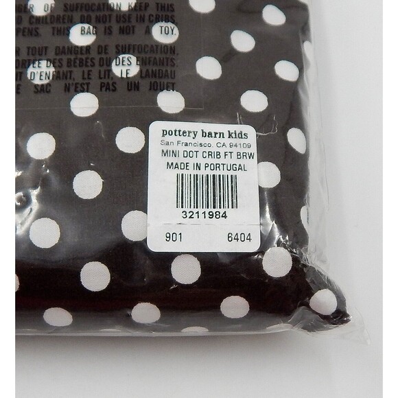 Pottery Barn Kids Brown White Polka Dot Crib Fitted Sheet Organic Cotton - Picture 4 of 5